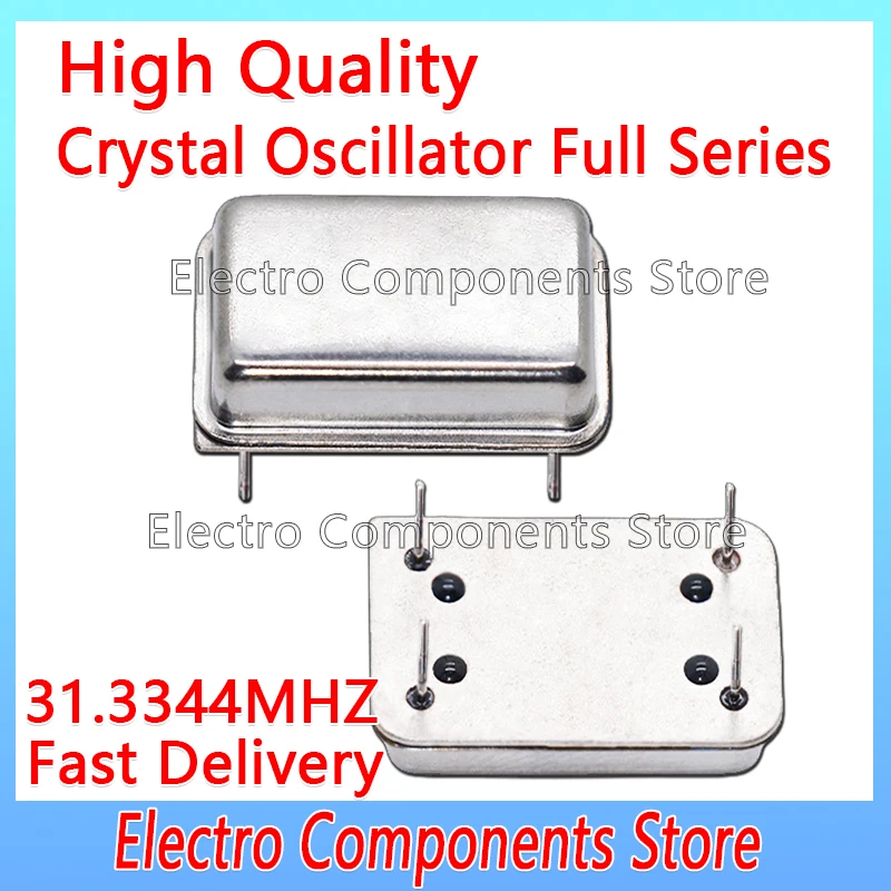 2PCS Active Crystal Oscillator Throught Hole 31.3344MHz 31.3344M OSC DIP-4 Rectangular Clock Vibration Full Size 4Pin 3.3V 5V