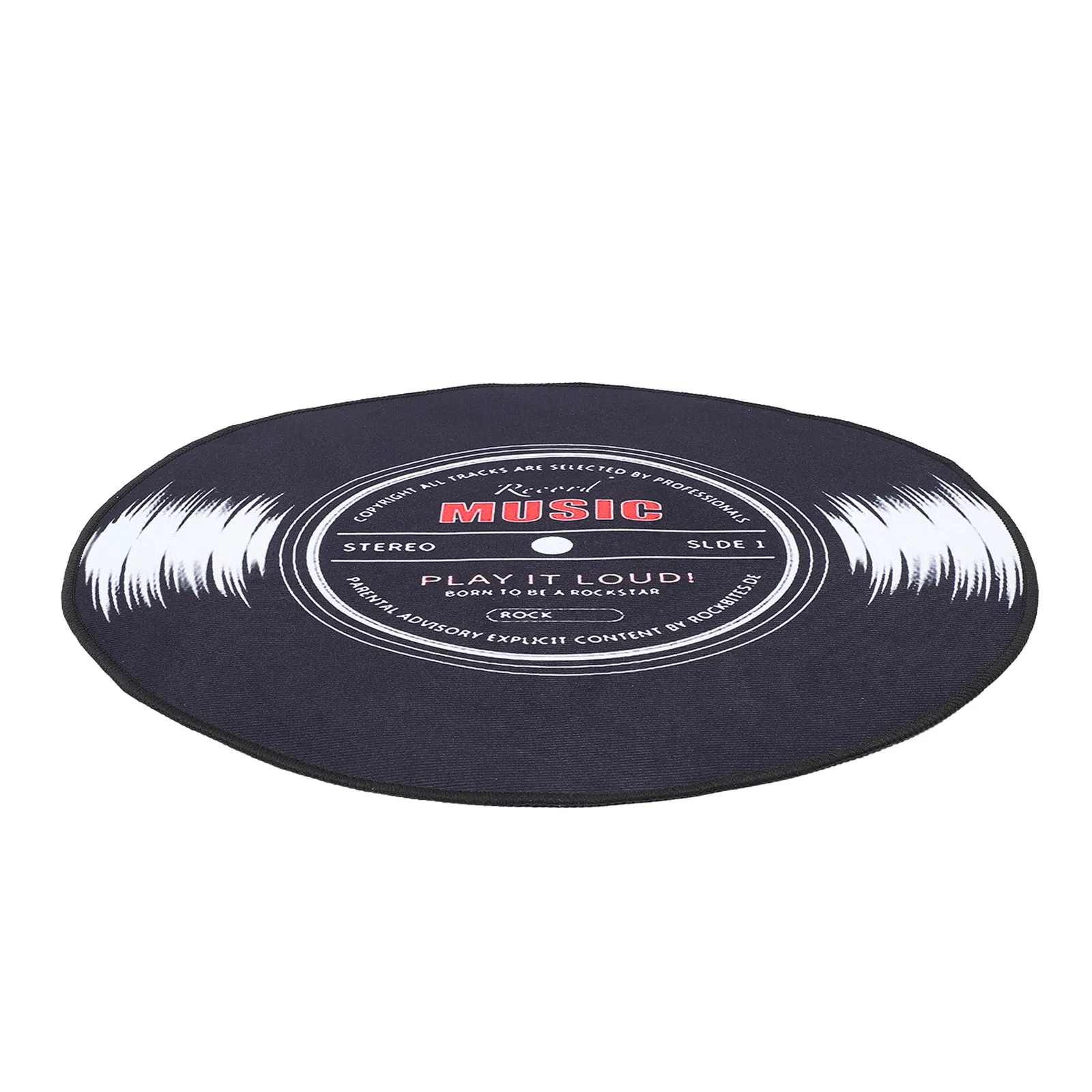 Black Non Slip Retro Vinyl Record Rug Round Washable Floor Mat Classic Music Record Carpet for Bedroom Living Room Vintage Music