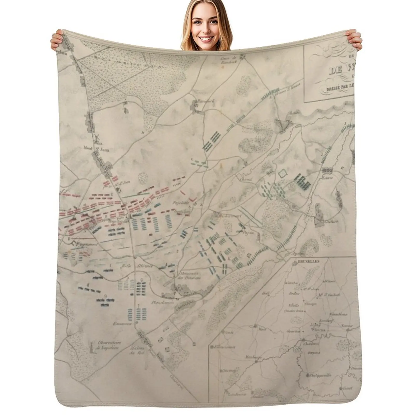 

Vintage Battle of Waterloo Map (1846) Throw Blanket Year Round Soft Comfortable Blanket for Home