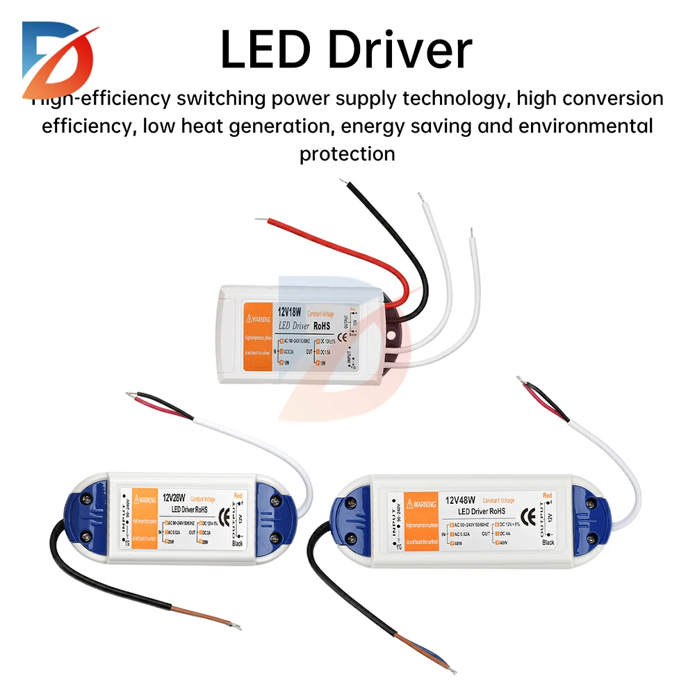 12V LED Driver Switching Power Adapter AC 110V 220V to DC 12V Power Supply 18W 28W 48W 12 Volt Power Adapter LED Transformer