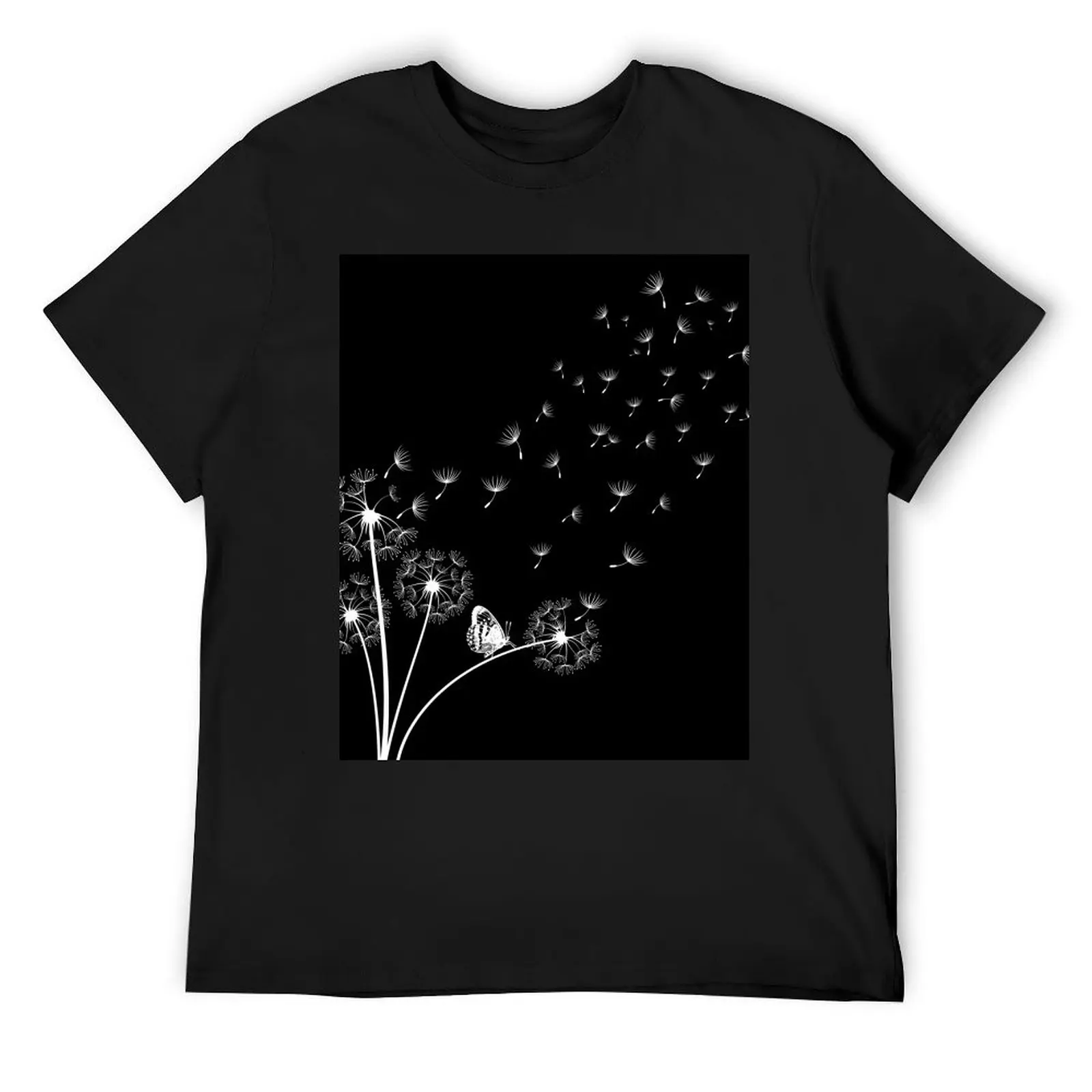 Dandelions and Butterfly Nature-Inspired Design, Botanical Art T-Shirt anime clothes man t shirt oversized t shirts for men