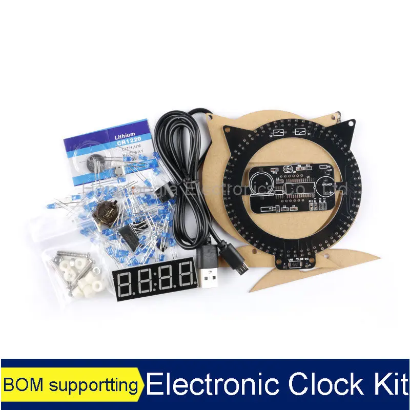 Electronic Clock Kit Light Controlled Temperature Creative Alarm Clock Assembly DIY Welding Parts 51 Single-chip Microcomputer