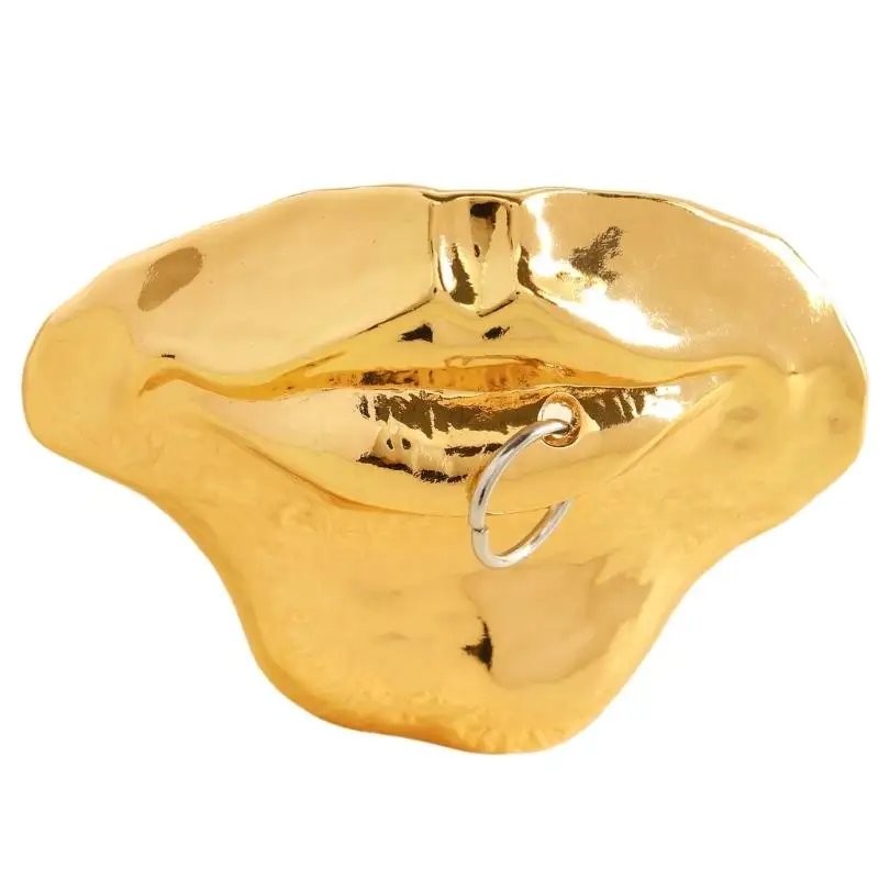 31BB Party Outfit Brooch Gold Tone Lip Pin for Hats Bags and Lapels