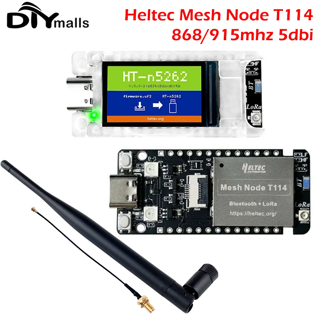 

Heltec Mesh Node T114 Meshtastic Tracker Board nRF52840 SX1262 LoRaWAN LoRa Positioning Devboard Low Power + 868/915mhz antenna