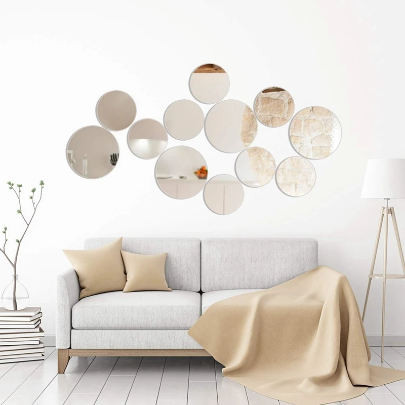Mini Size Acrylic Round Mirror Adhesive Small Round Mirror Circles Craft Mirror Tiles for Crafts (100PCS, 2 Inch)-A79M