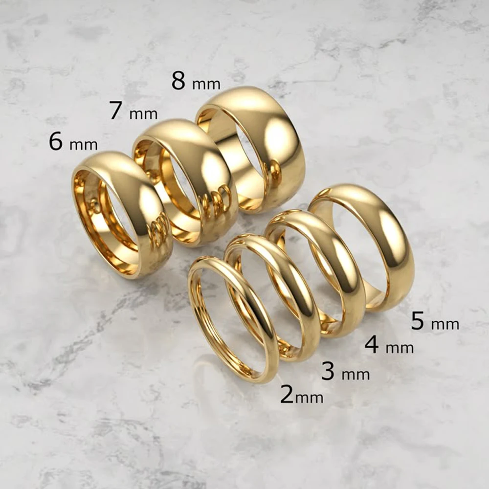 Glatter, hochglanzpolierter 8-mm-Edelstahlring, 18-karätig vergoldet, breiter Fingerring, minimalistischer, modischer, wasserdichter Schmuck. – Detail 2