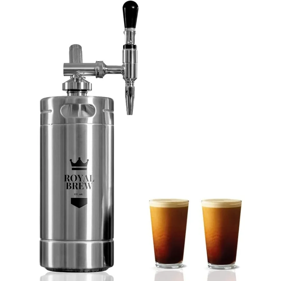 Original Royal Brew Nitro Cold Brew Coffee Maker 128 oz Extra Large Home Keg with Nitrogen Gas System for Coffee Lovers - Stain