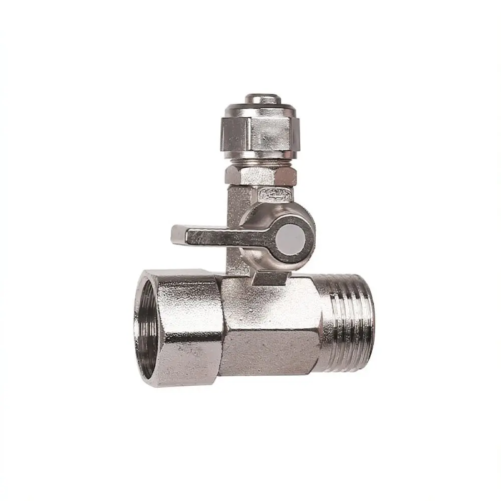 Brass Water Filter Tee Adapter 1/2 Inch To 1/4 3/8 Tubing Shut Off Valve Home Under Sink Water Filtration System