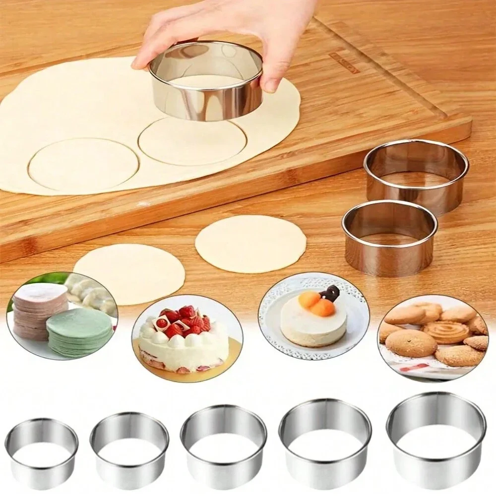 Dumpling Skin Cutter Biscuit Mold Dumpling Skin Cutting Mold Fondant Pie Press Stainless Steel Cake Ring Pastry Baking Tool