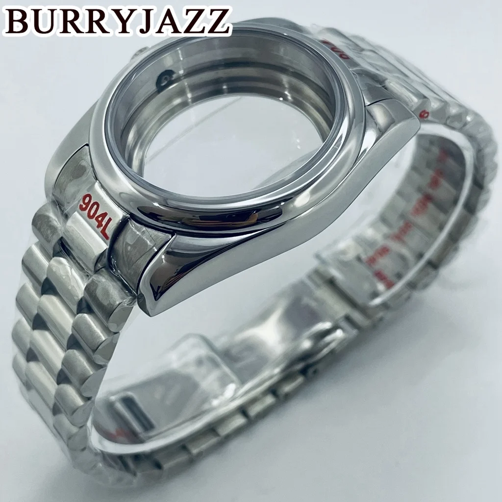 BURRYJAZZ 36mm 40mm NH34 NH35 NH36 PT5000 ETA2824 Watch Case Silver Stainless Steel Case Waterproof Sapphire Crysta