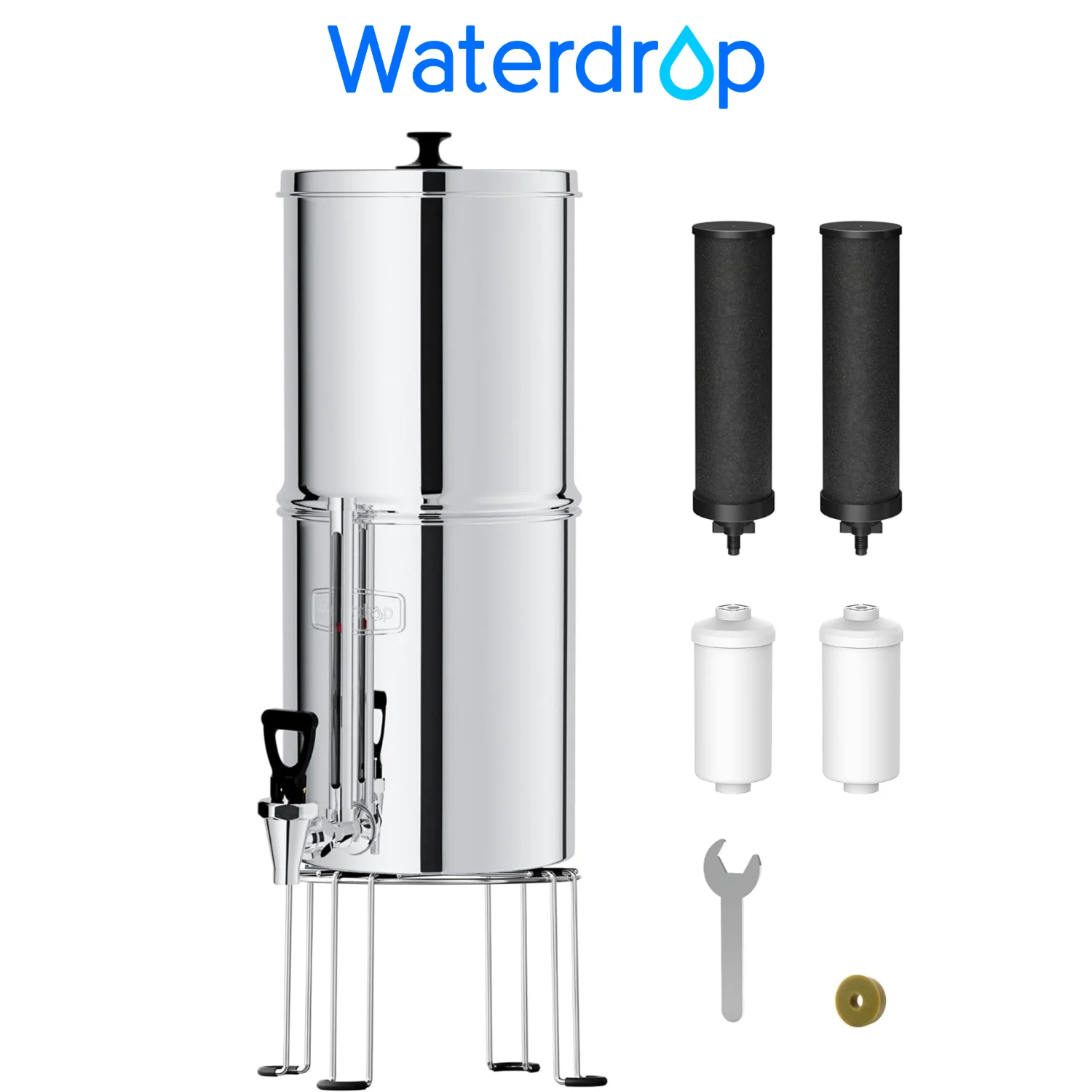 Waterdrop TK-FS Gravity Water Filter System, NSF/ANSI 42&372 Standard, Stainless-Steel Water System with 4 Filters
