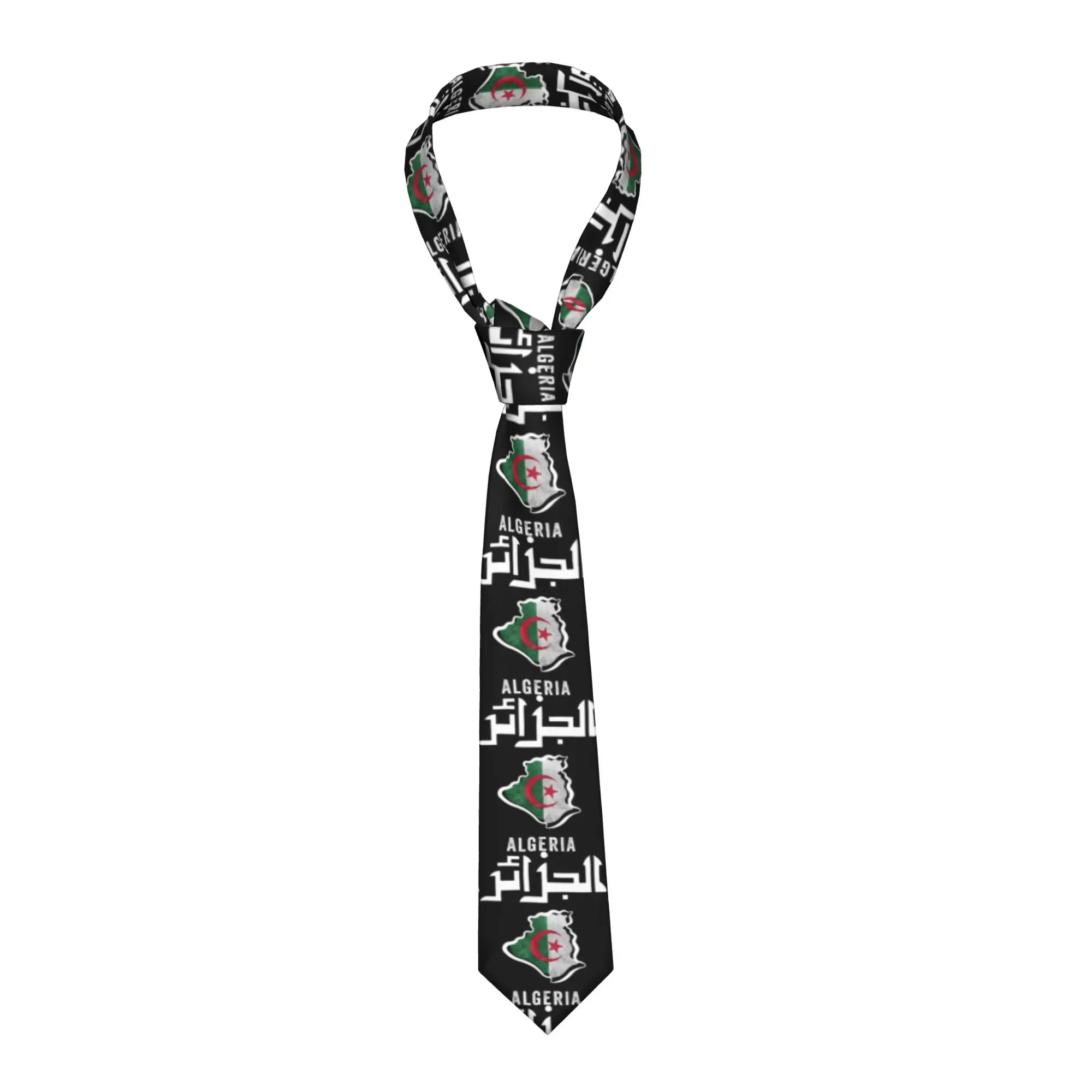 Algeria Flag Dz Algerian Map Tie  Leisure Neck Ties Cool Fashion Neck Tie For Men Design Collar Tie Necktie Birthday Gift