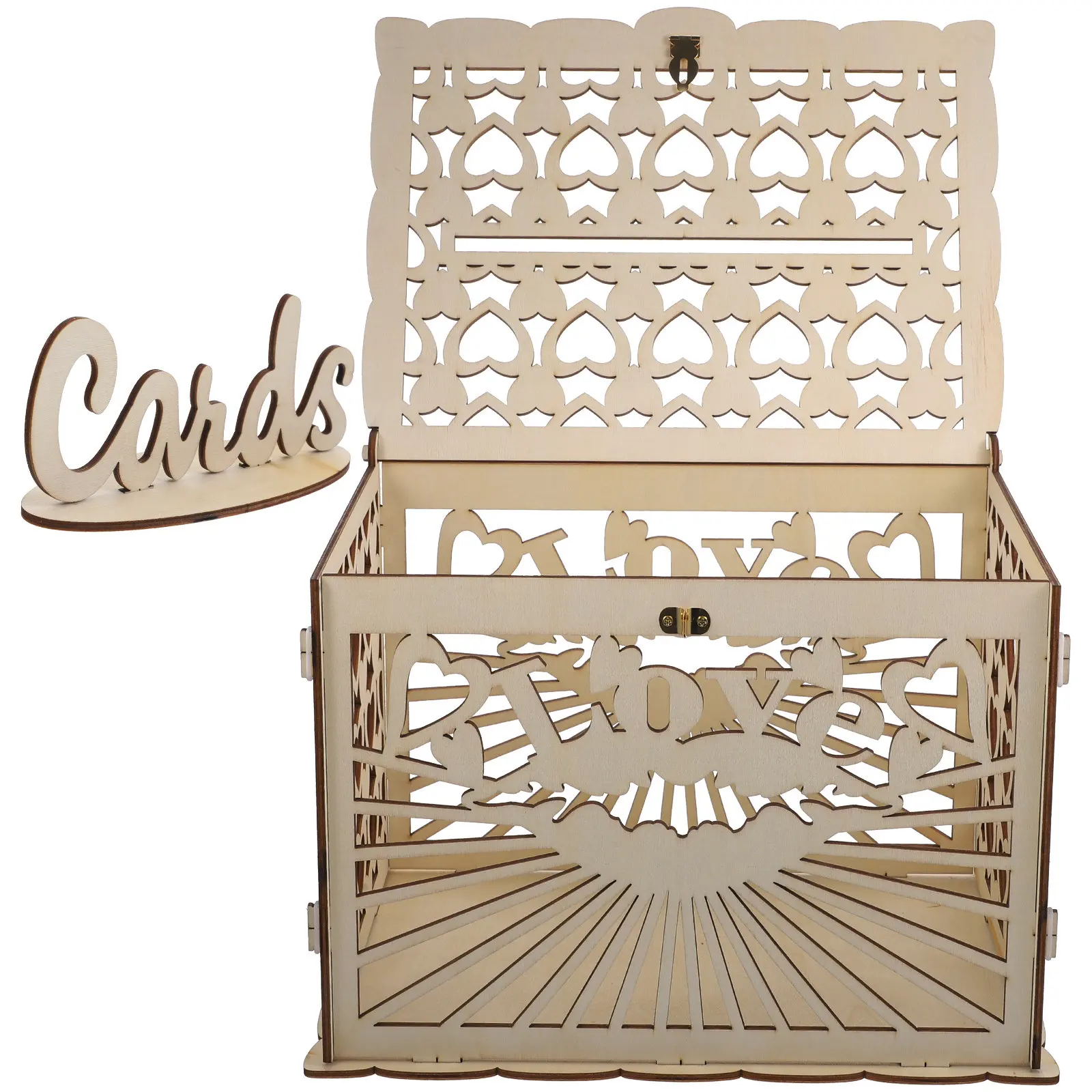 

Деревянная коробка для свадебных денег и открыток с ажурным дизайном, в деревенском стиле, для свадебного приема, держатель для конвертов, коробка для подарков и памятных вещей