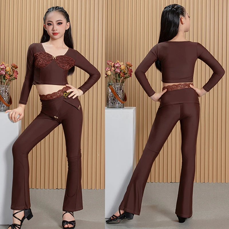 Salsa Latin Dance Dress Girls Ballroom Dress Standard Dancing Latin Dance Clothe Girls Latin Practice Dress Children Performance