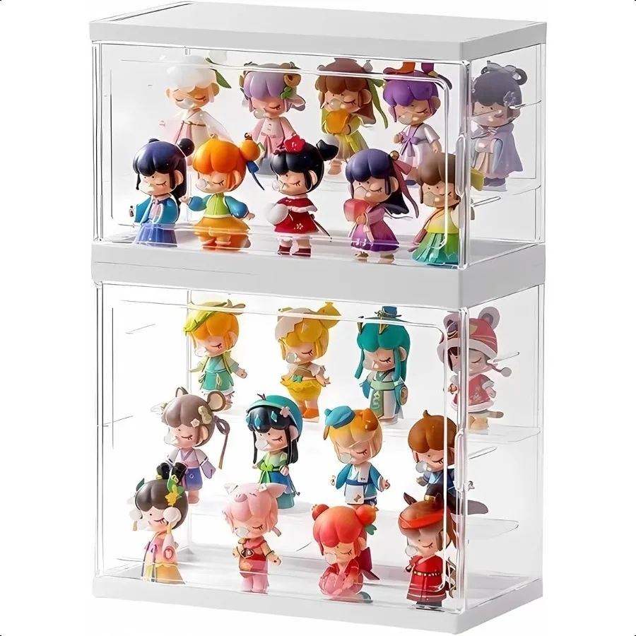 

Акриловая витрина с простынами, штабелируемый органайзер для коллекционных предметов для глухой коробки, мини-фигурки, куклы, прозрачный дизайн и полка для