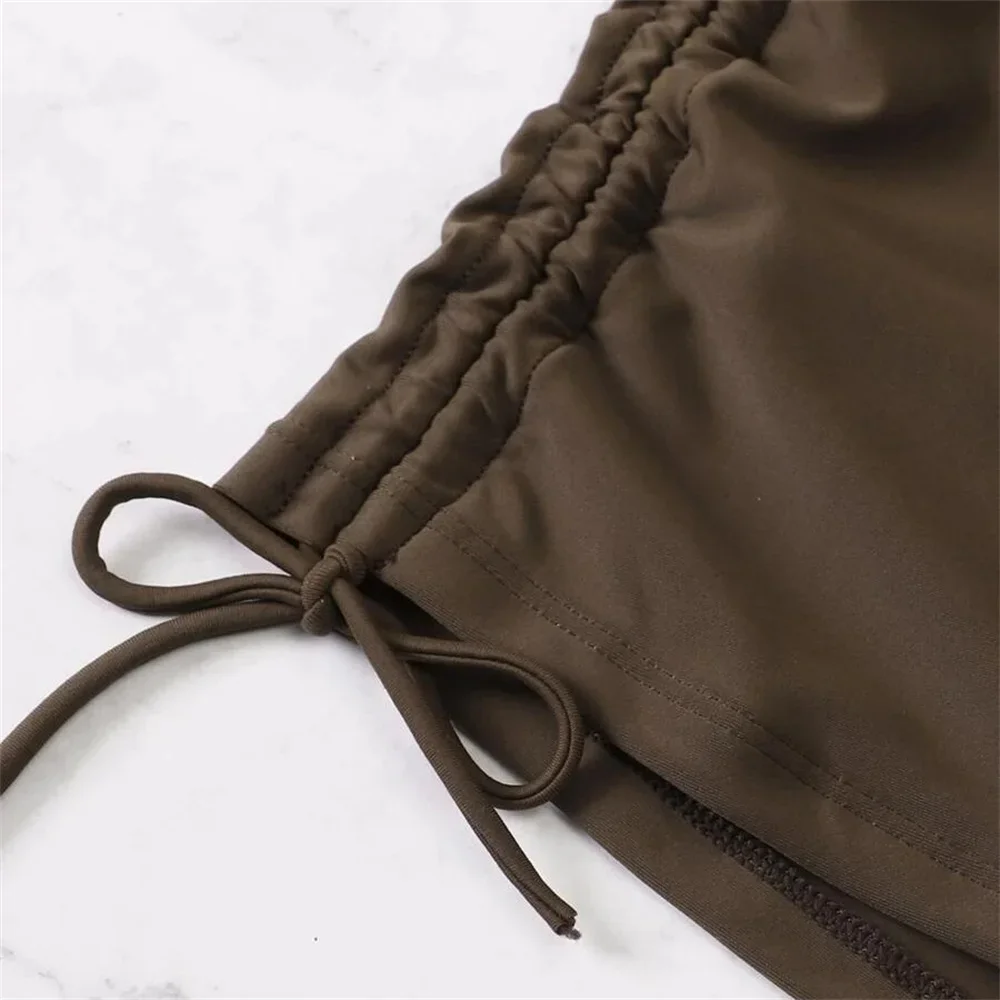 Brownness conjuntos de biquinis com cordão shorts tankini y2k maiô feminino troncos praia outfit biquinis femininos