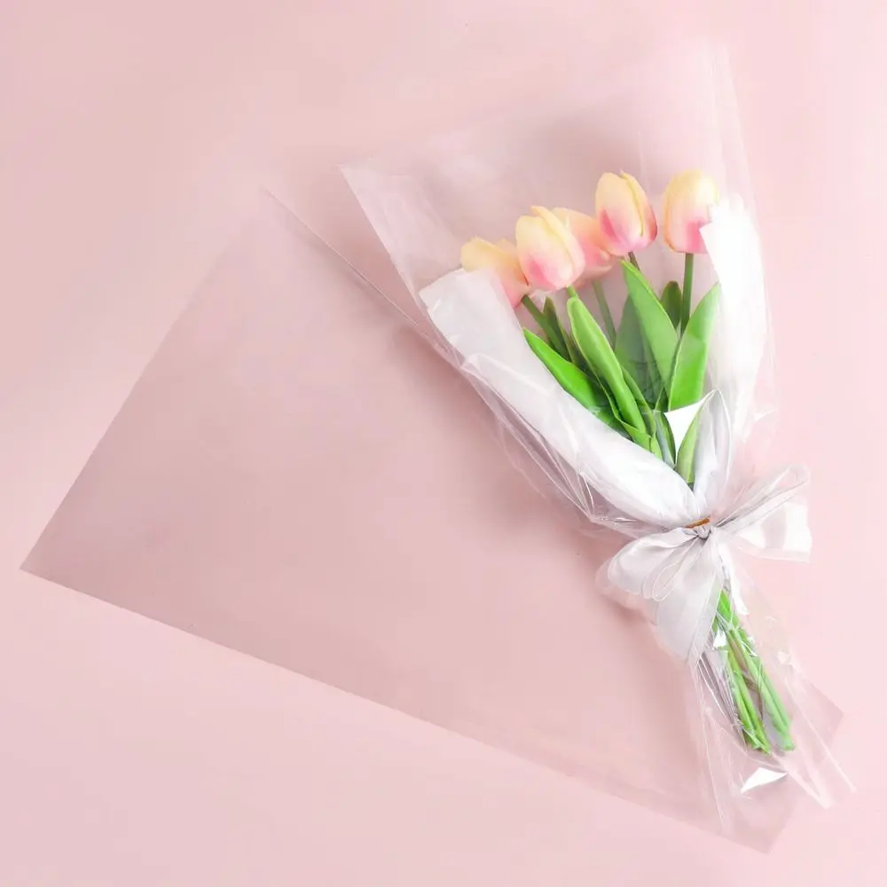Handheld Bouquet Wrapping Carrier Transparent Flower Pouch For Retail Flower Shop Birthday Gift Decoration