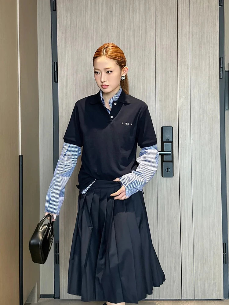 ملابس خارجية فضفاضة غير رسمية منقوشة irt Jaet للسيدات Miu Sle مطرزة بحروف مقلوبة وياقة مقلوبة ملابس خارجية مريحة من القطن طويلة Sve #4