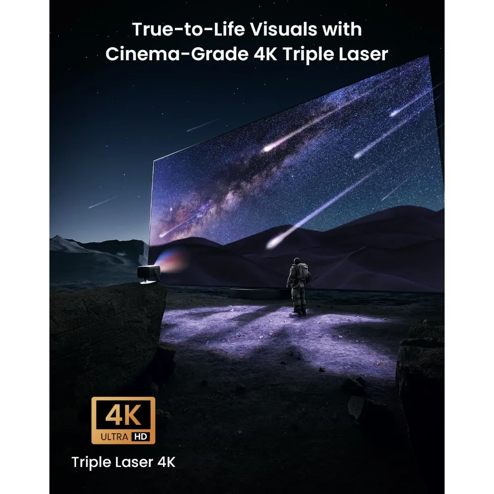 ترقية جهاز عرض N1S Ultimate Triple Laser 4K، جهاز عرض 3300ISO Lumens، شاشة تلقائية في الوقت الحقيقي، HDR10، 60 بوصة - 300 بوصة، بلو راي 3D-NEW