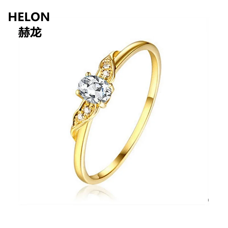 Solid 14k Yellow Gold Engagement Wedding Ring for Women 3x4m Oval Cut AAA Graded Cubic Zirconia CZ Ring Fine Jewelry Classic