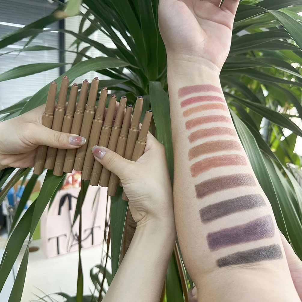 11-Farben Private Label Lip Liner Custom Logo Matte Velvet Langlebiger Antihaft-Lippenstift Cremiges, wasserfestes, natürliches Lippen-Make-up