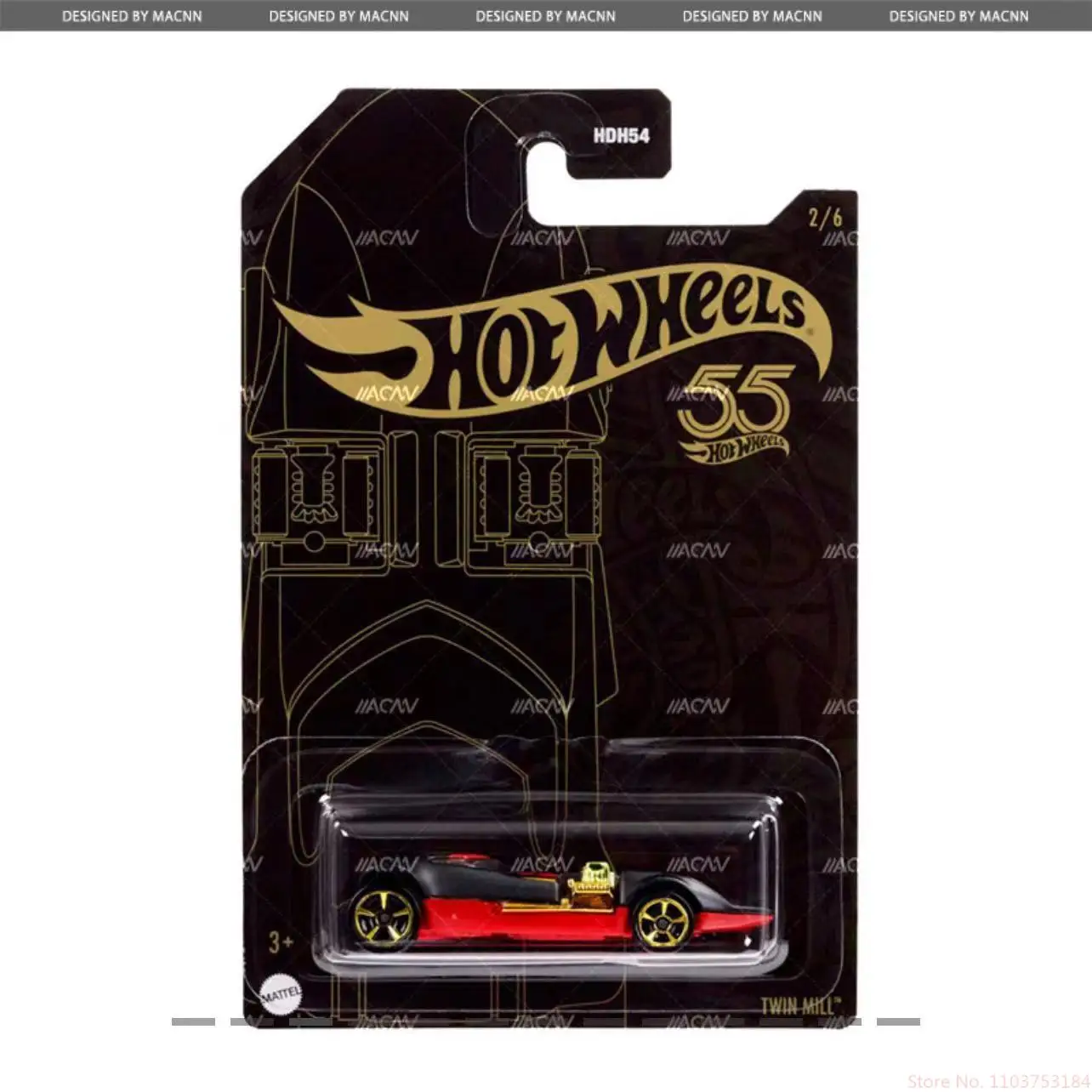 Nieuwe verkopende Mattel Hot Wheels 55th Anniversary Black Gold Exclusieve Limited Edition speciale collectie gegoten modelautomodellen