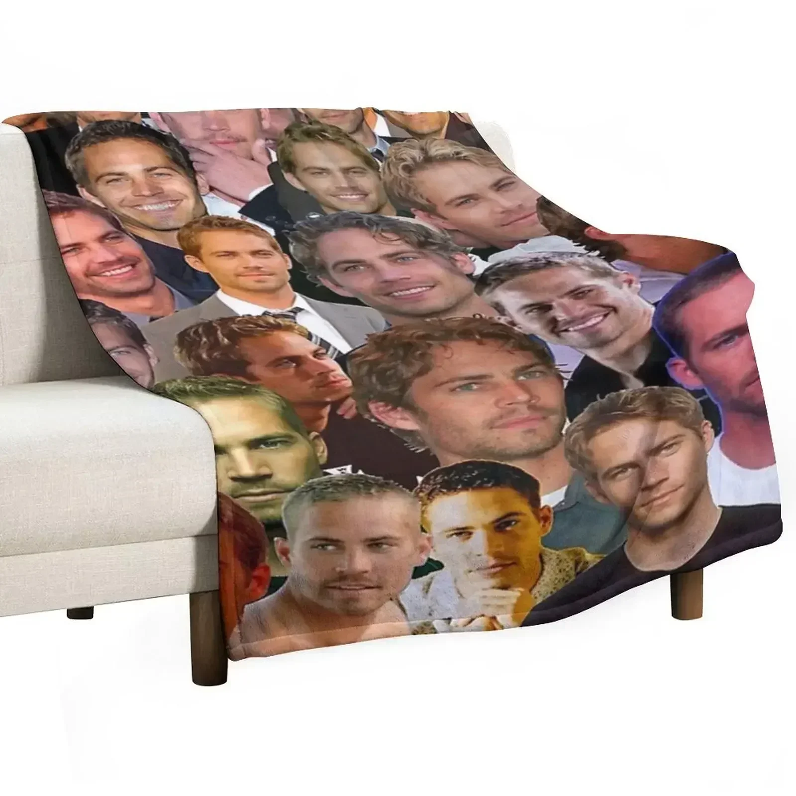 Paul Walker Photo Collage Throw Blanket Soft Plush Plaid Decorative Sofa Luxury Thins Retros Flannels Blankets