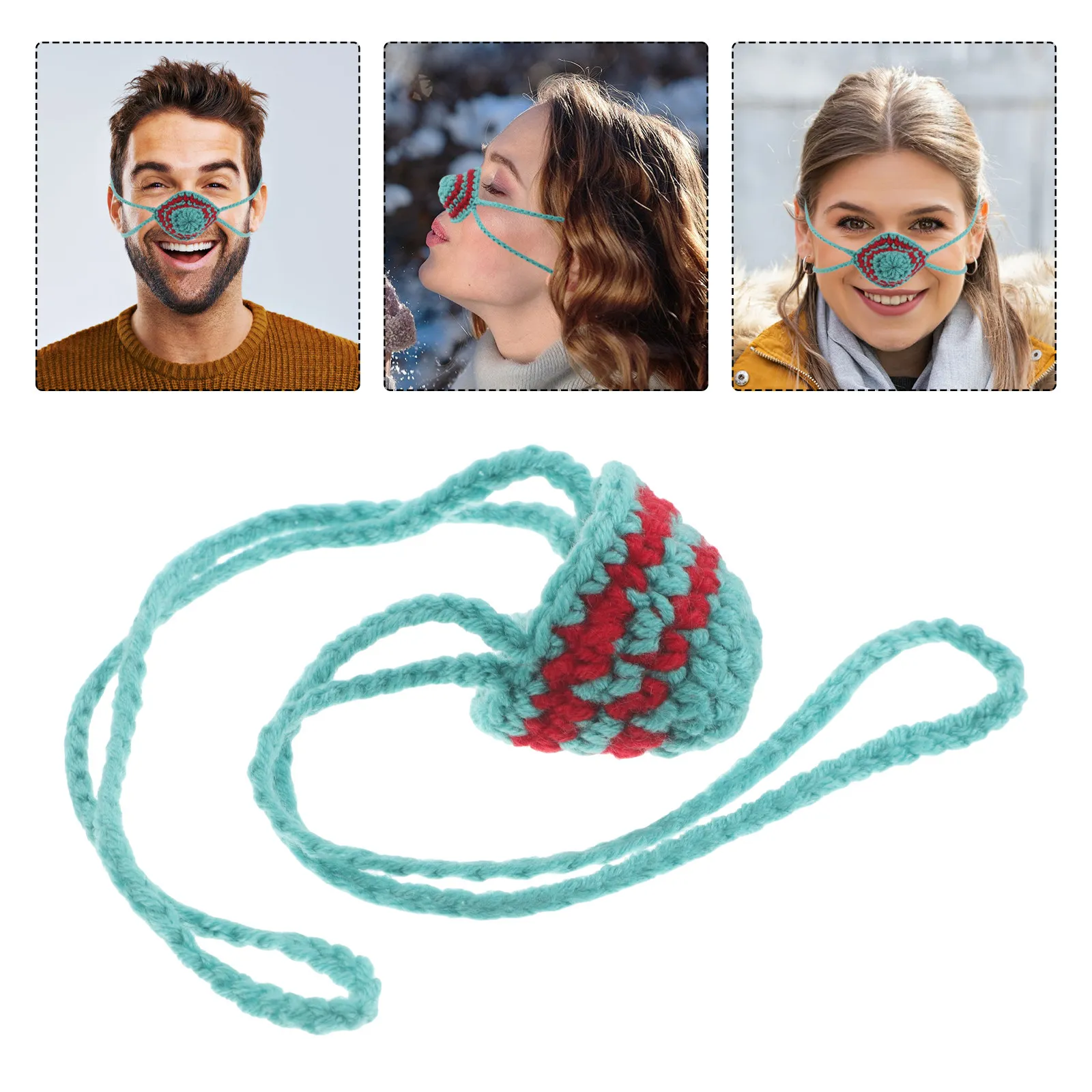 

Handmade Crochet Nose Warmer for Winter Unisex Knitted Nose Cozy Protector Guard Warm Breathable Yarn Cover for Skiing Running