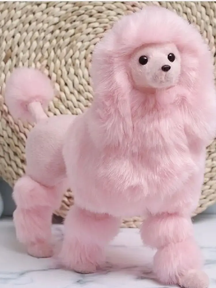 Large Pink Poodle Dog Model Realistic Plastic & Fur Simulation Standing Gift Approximately 40x30cm XF1627