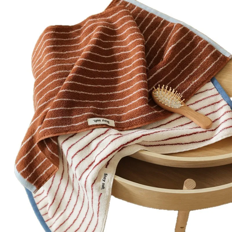 Fashion Reversible Striped Cotton Towel, Korean Style Soft Cotton Towel, Color Block Striped Absorbent Bath Towel