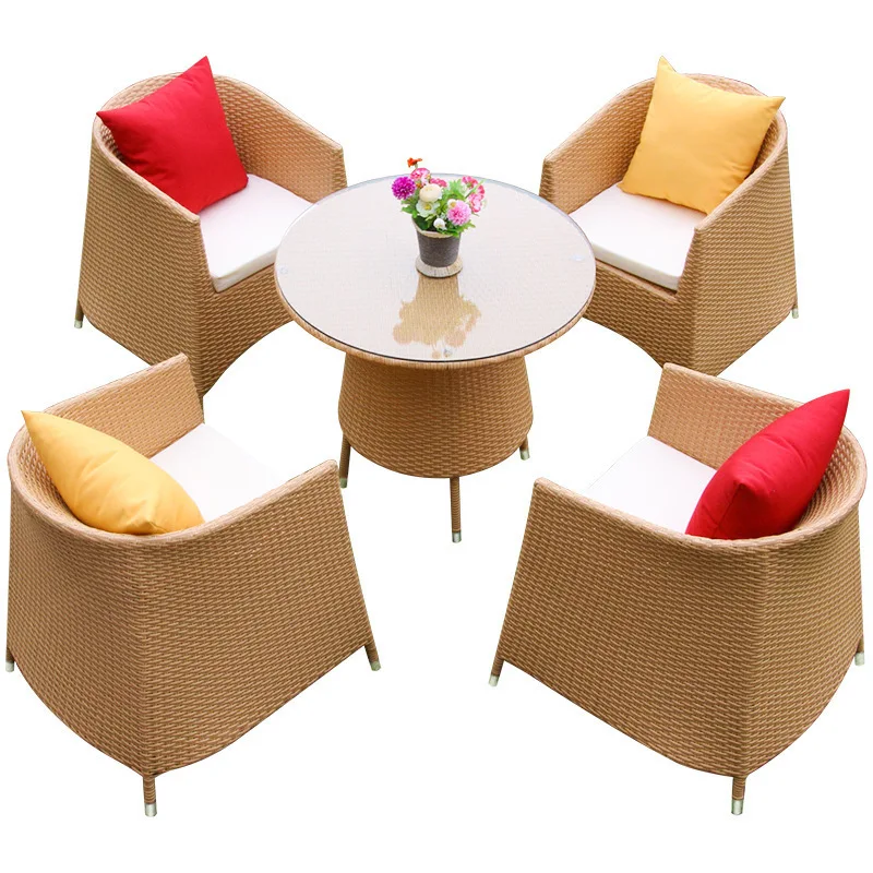 

Outdoor rattan tables and chairs creative courtyard villa rattan chairs balcony leisure rattan chairs tea table three five-piece