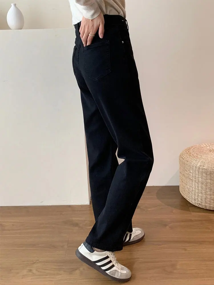 Jean extensible taille femme forme de poire Baggy jambe droite jean femme automne nouvelle taille taille haute mince Stretch tuyau Denim pantalon
