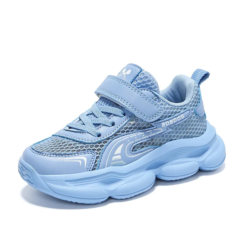 Solid Color Children Athletic Sneakers Breathable Mesh Fabric Boys Casual Comfort Walking Shoes Non-Slip Running Shoes