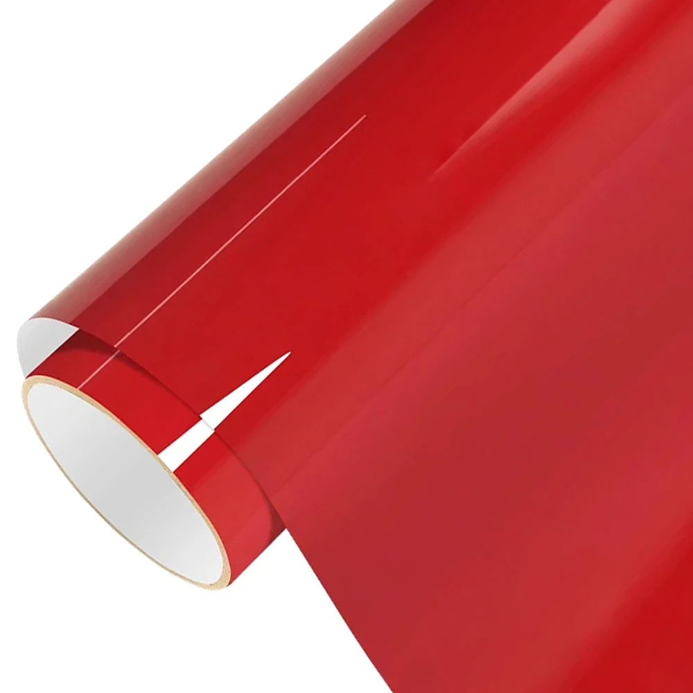Glänzende rote PVC-Vinylfolie mit Luftkanälen, selbstklebend, für DIY-Dekoration von Auto, Motorrad und Möbeln.