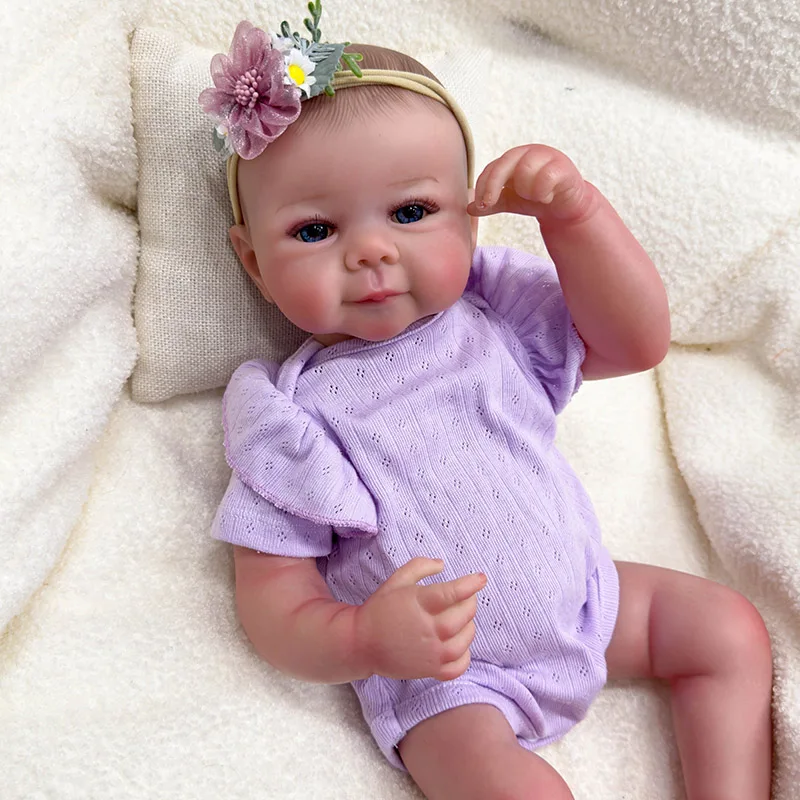 NPK 19inch Juliette Newborn Baby Full Body Vinyl Lifelike Doll Awake Reborn Baby Size 3D Skin Visible Veins Collectible Art Doll