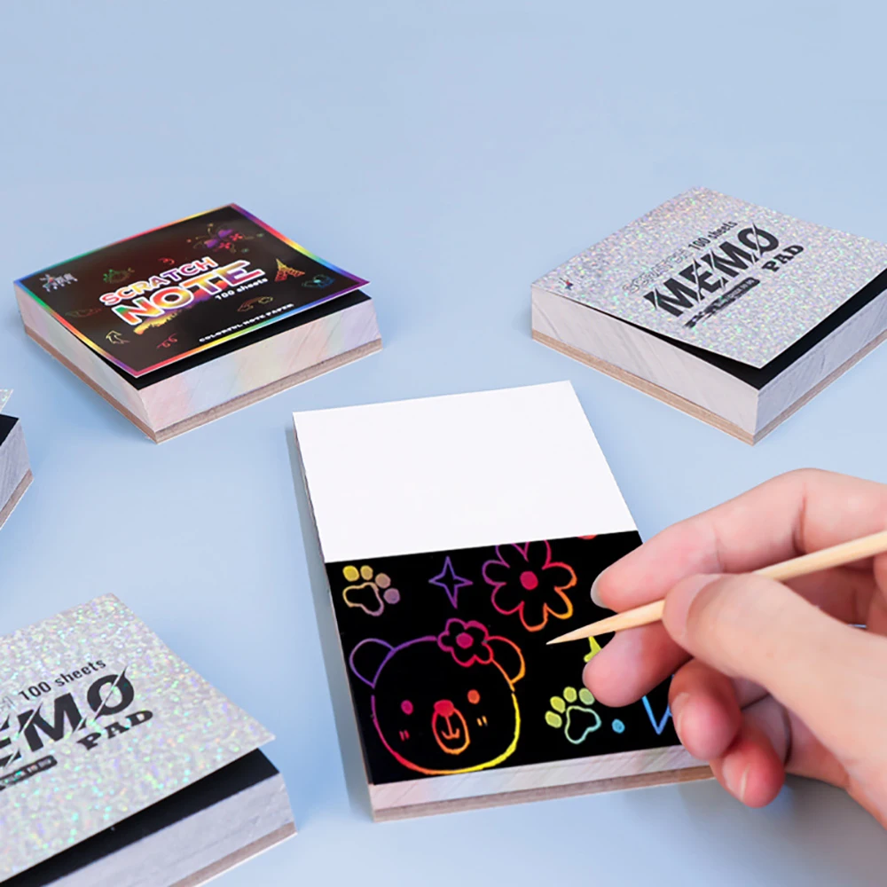 100 sheets of scratch paper, colorful graffiti paper, scratch paper, student drawing, sandpaper, sticky notes
