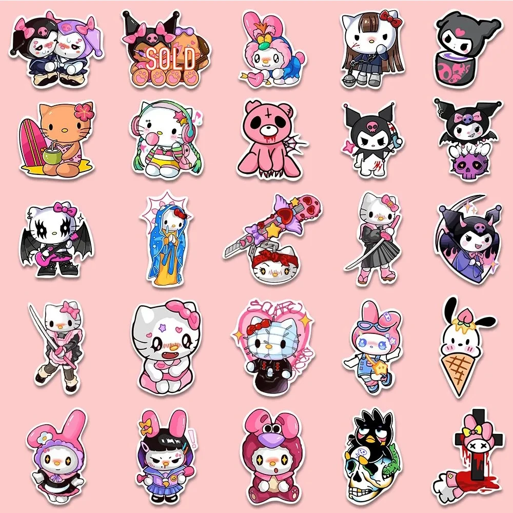 10/30/54pcs Kawaii Anime Sanrio Stickers Goth Kuromi Hello Kitty Cartoon Decals Cute DIY Laptop Diary Luggage Kids Sticker Toys