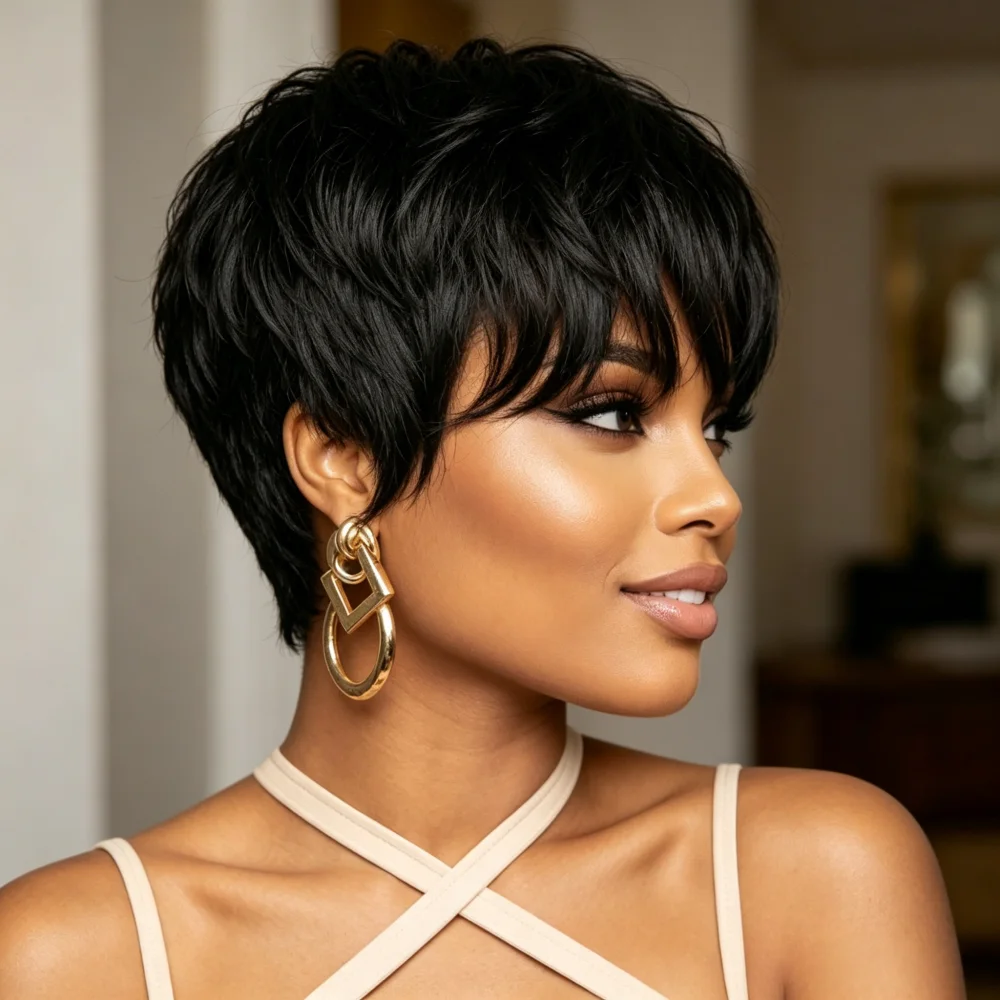 Short Pixie Cut Human Hair Wig - đánh giá và giá Human Hair Wigs