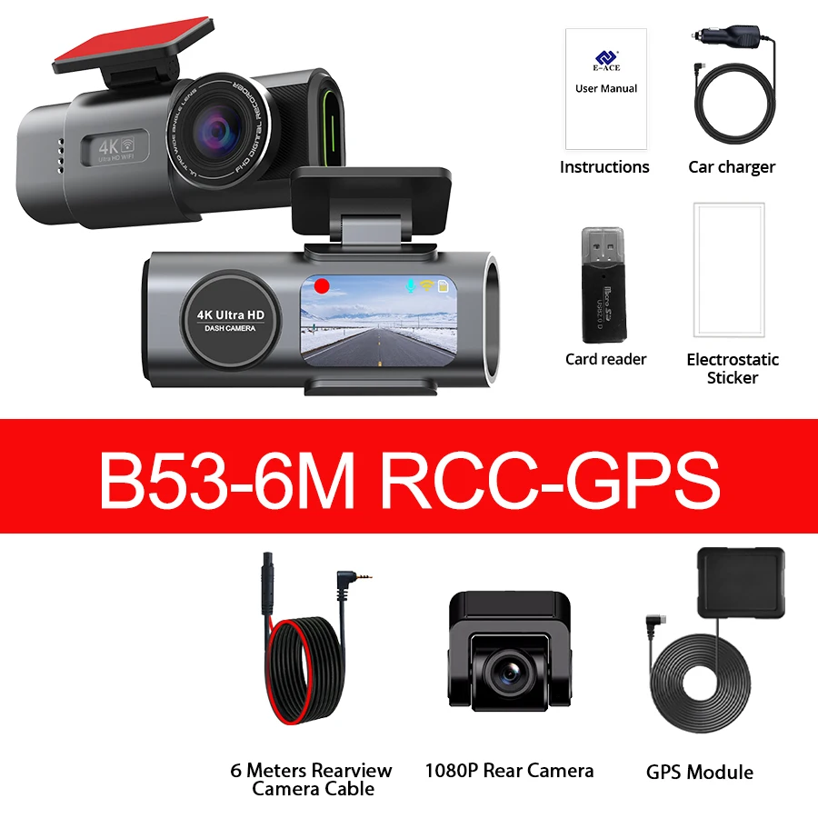 Dash Cam 4K Built-in WiFi Car DVR Night Vision G-Sensor Supports GPS 24H Parking Monitoring Black Box for Car image 3