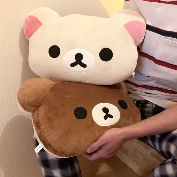 Rilakkuma Plush Pillow Soft Stuffed Bear Cushion Cute Cartoon Throw Pillow Home Bedroom Sofa Decor Comfort Sleeping Doll Gift
