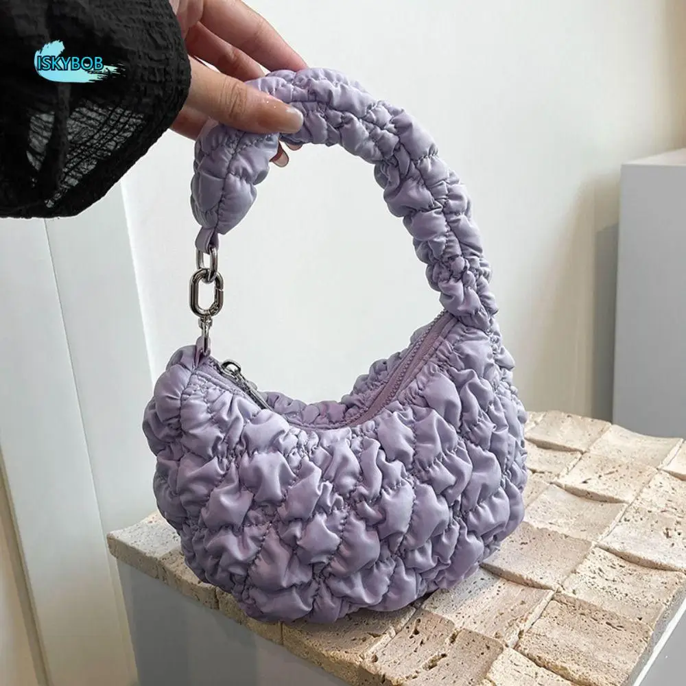 

Fashion Mini Cloud Bubble Handbag Nylon Korean Style Pleated Cloud Bag Shoulder Bag Storage Bag Underarm Bag Women