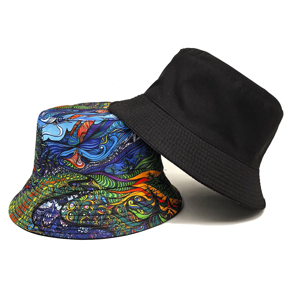 Retro Graffiti Print Hip Hop Street Bucket Hat for Women Men Decorate Fisherman Hat Summer Travel Beach Outdoor Sunscreen Panama view 6