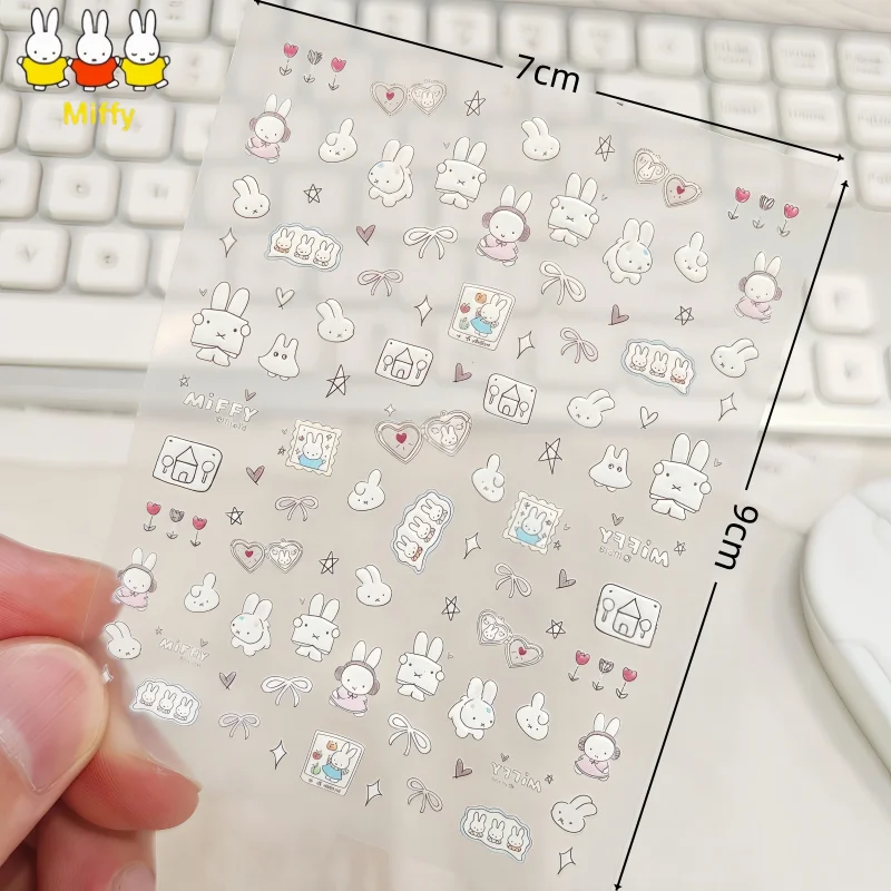 

Декоративные 3D-наклейки для ногтей Kawaii Miffy с рельефным изображением, мультяшный кролик, DIY наклейки для стаканов, камер CCD, украшения для ногтей, подарки