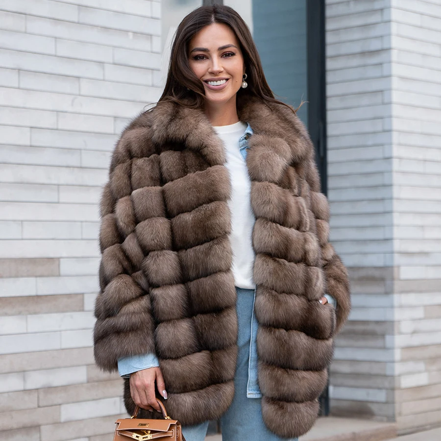 New Arrival Natural Fox Fur Jacket Women  2024 Winter Women's Fashion Trend Genuine Fox Fur Coat