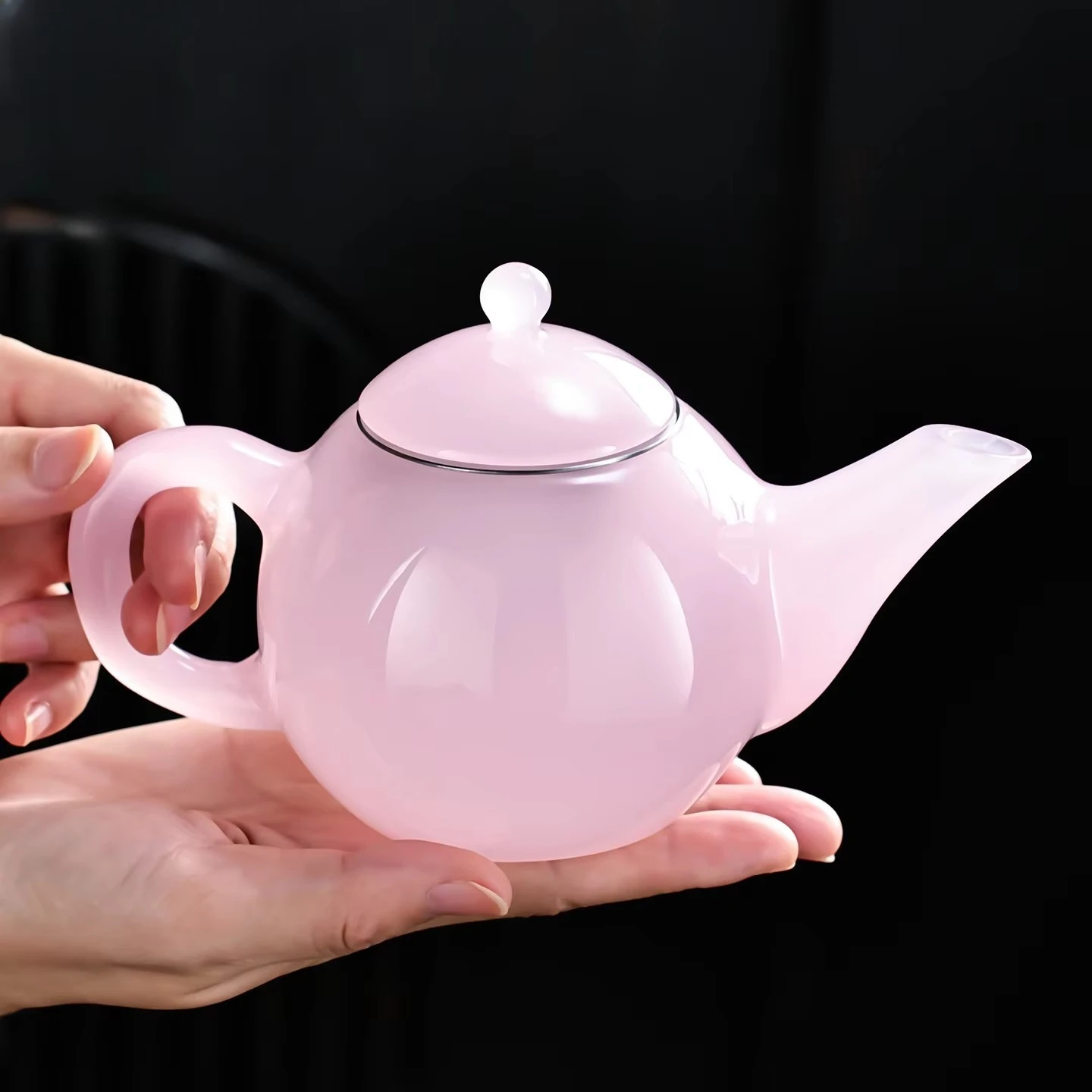 300ml Furong Jade Porcelain Teapot Small Dragon Egg Pot Single Brewing Teapot Stainless Steel Tea Filter Tea Pot for Green Tea