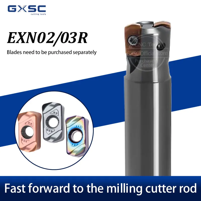 

High Quality EXN02R EXN03R Small Diameter Fast Feed Milling Tools Rod LNMU02 LNMU03 Double Sided Carbide Inserts Milling Blades
