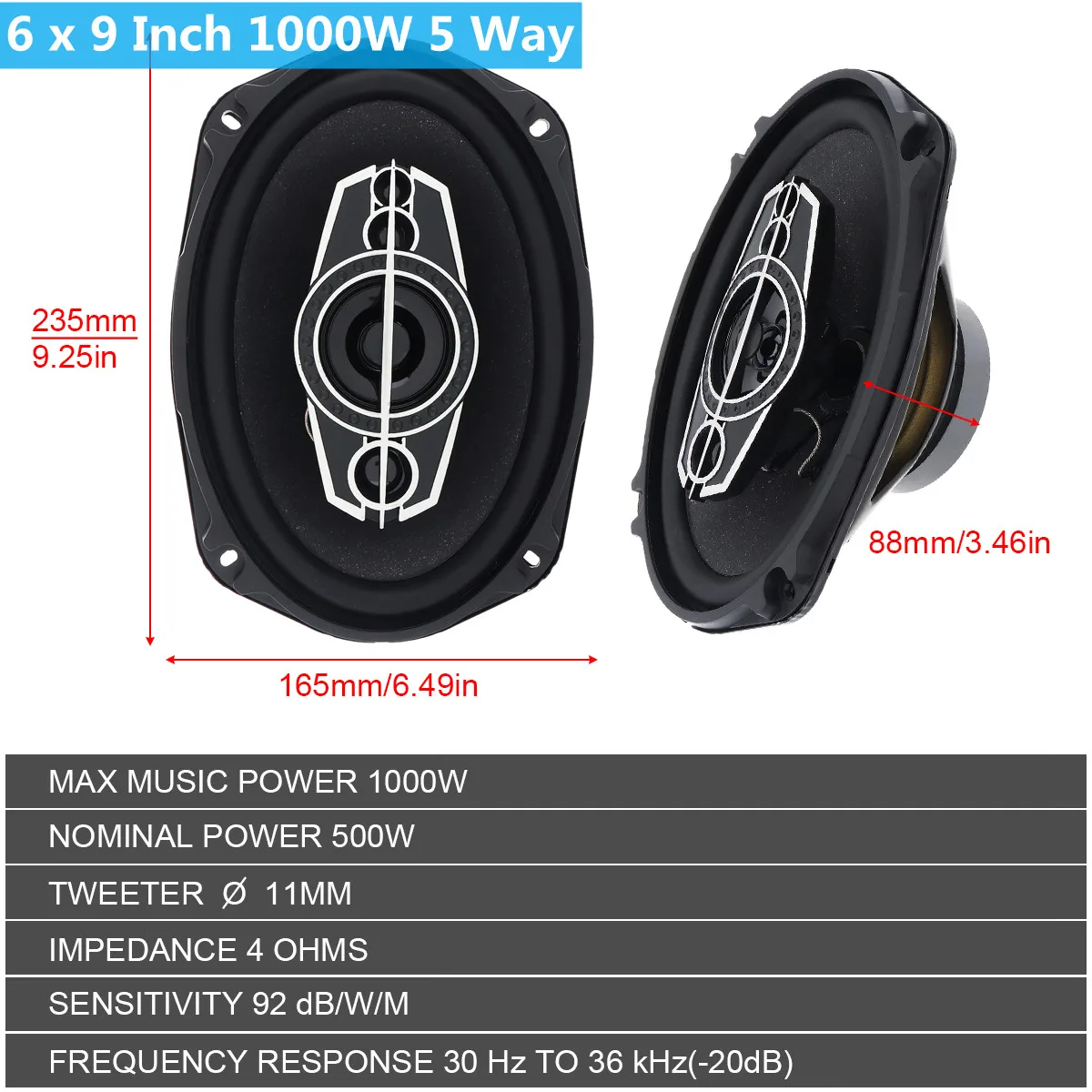 2pcs 4/ 5Inch 300W 400W 4 Way Car Coaxial Speaker Auto Music Stereo Full Range Frequency Hifi Speakers Non Destructive