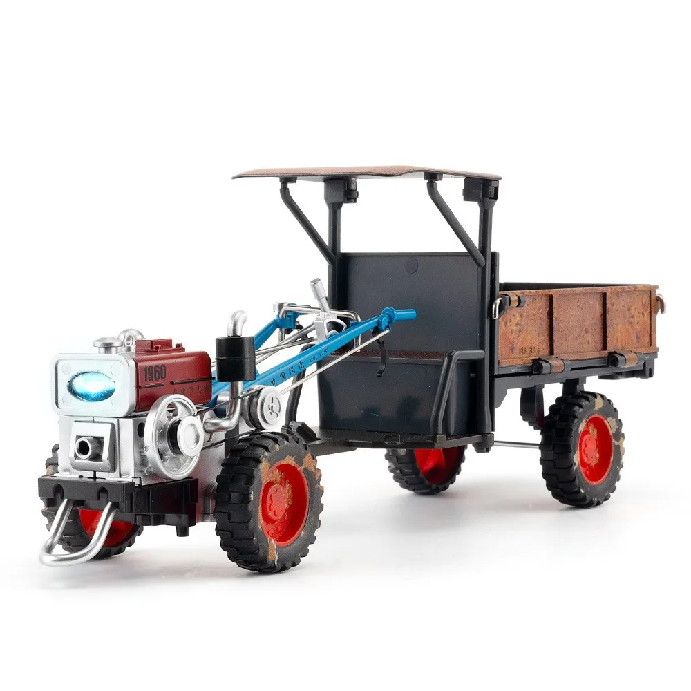

1:24 Miniature Retro Tractor Model Toys Alloy Diecast Agricultural Vehicles Sound Light Rubber Tires Ornament Models Kids Gifts