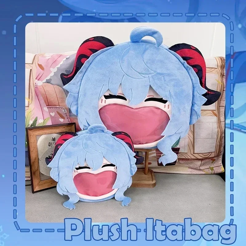 Jeu Genshin Impact Ganyu Cosplay sac en peluche grande bouche rire visage Transparent bleu Itabag sac à dos Anime bandoulière sac à bandoulière