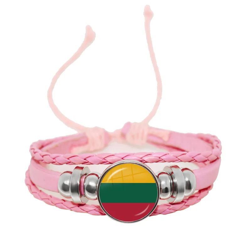 LGBT Gay Pride Theme różowa splot skórzana bransoletka 18mm szkło Cabochon przystawki przycisk bransoletka biżuteria dla kobiet prezent dla mężczyzny